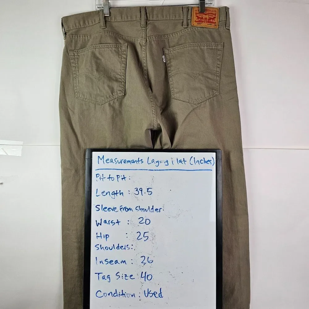 Levi's 505 Men's Regular Fit Straight Leg Workwear‎ Jeans W40 Tan Beige